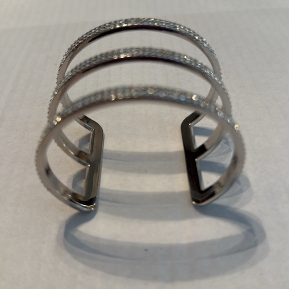 Vince Camuto Silver 3-Row Pave Cuff Bracelet One Size - Picture 2 of 9